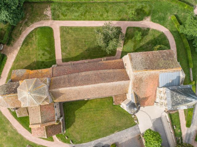 The roofs of the Perrecy-les-Forges church